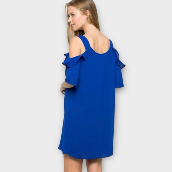 B. Darlin Off-Shoulder Dress Cobalt Blue Size 6 - Picture 2 of 8